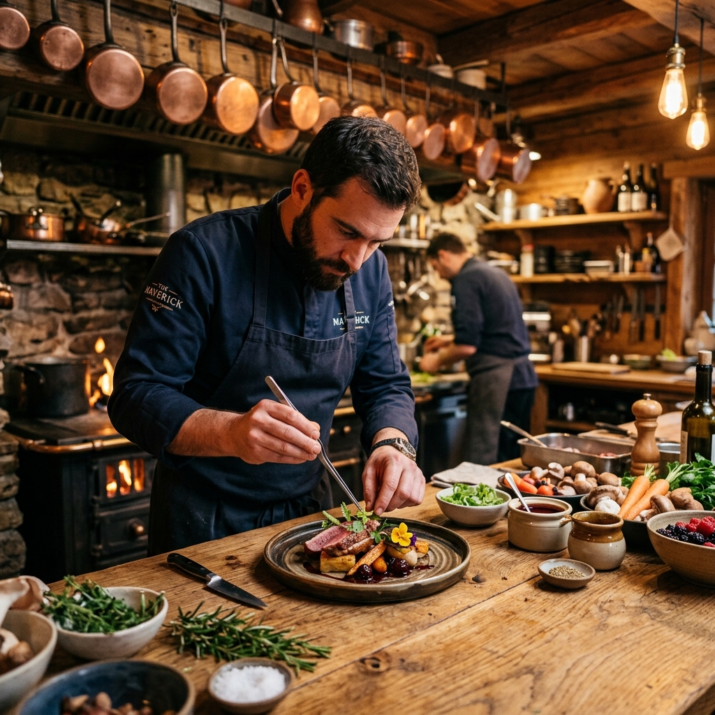 Chef preparing meal in kitchen